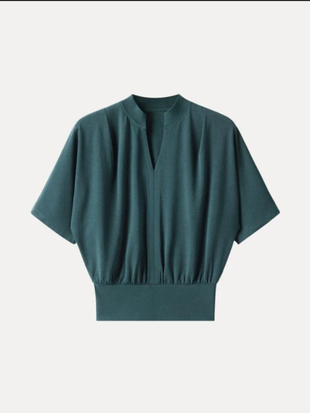 Stand Collar V-Neck Short Sleeve Top
